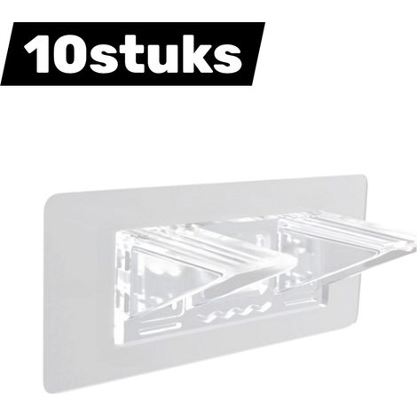 Lot de 10 supports d'étagère sans perçage, fixation invisible autocollante, pour murs d'armoires et chambres, 7 x 15 cm, blanc (1/5)