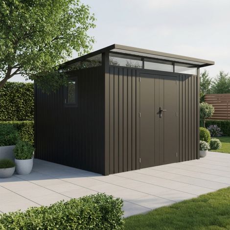 Abri jardin acier galvanisé 7.45m2 gris X-Metal Kosto (1/5)