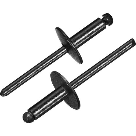 50 Pièces Rivets Aveugles en Aluminium 4.8 x 14 mm, Corps En Aluminium Et Axe En Acier, Rivets À Jupe Large Pour Métal, Meubles, Automotive, Noir (1/5)