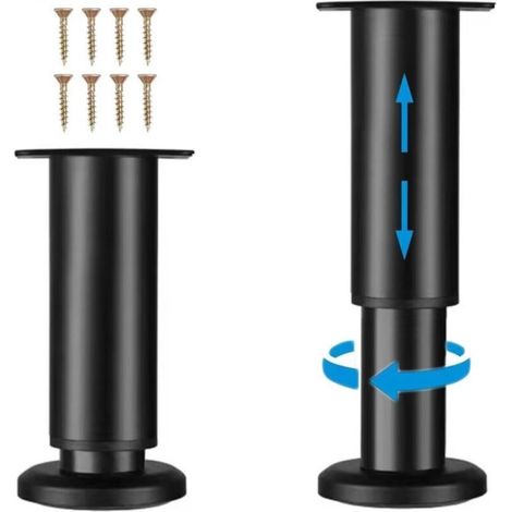 Adjustable Metal Furniture Legs - Set of 4 Sofa/Couch/Cabinet/Bed Legs - Support Feet 18 to 30 cm High for Chair/Coffee Table/Dresser (1/5)