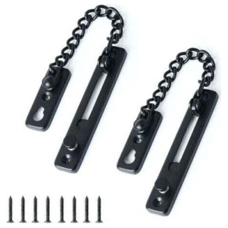 ALLIANDIS(2pcs) Chaîne de Porte de Sécurité Limiteur de Porte Étroit Verrou de Porte Anti-Vol à Ressort avec Vis pour Porte Interne à Domicile, Finition Noire Matte en Acier Inoxydable (1/4)