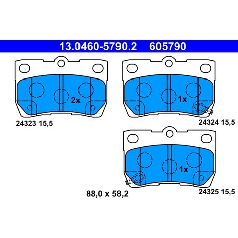 Kit de plaquettes de frein, frein à disque ATE 13.0460-5790.2 LEXUS 04466-22190