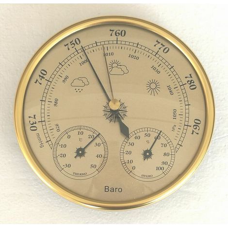 Baromètre, Station Météo avec Baromètre et Thermomètre Hygromètre, Station Météo Analogique Murale 3 en 1 pour Intérieur et Extérieur (1/5)