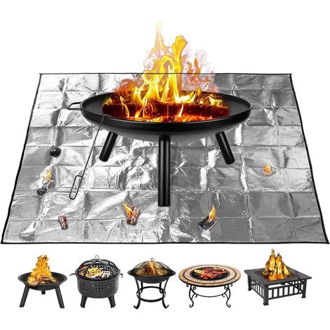 Filiyano-Tapis pour foyer extérieur - Tapis ignifugé 100 x 100 cm - Foyer extérieur pliable - Tapis carré ignifugé - Tapis de barbecue - Tapis de (1/5)