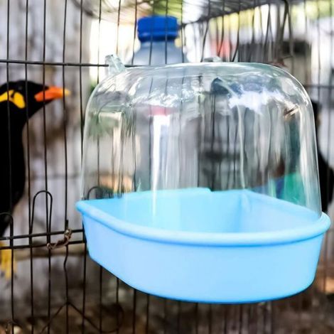 Baignoire suspendue pour oiseaux – pour cage – avec crochets, douche à eau – boîte transparente (1/5)