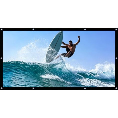 Écran de Projection, Écran Projecteur Pliable 120 Pouces HD 16:9 Tissu Polyester sans Plis pour Cinéma Maison Extérieur Projection (1/5)
