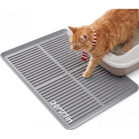 Tapis Litiere Chat Silicone, 68×50cm, Imperméable & Silicone de Qualité Alimentaire Tapis pour Chat, Facile à Nettoyer Tapis de Litière pour Chat (1/5)