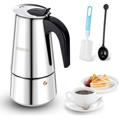 Cafetière Italienne 600ml 12 Tasses Grande Contenance Cafetiere Italienne Induction Cafetière Moka Compatible avec Plaque à Induction Moka Pot Comprenant Cuillère et Pinceau (1/5)