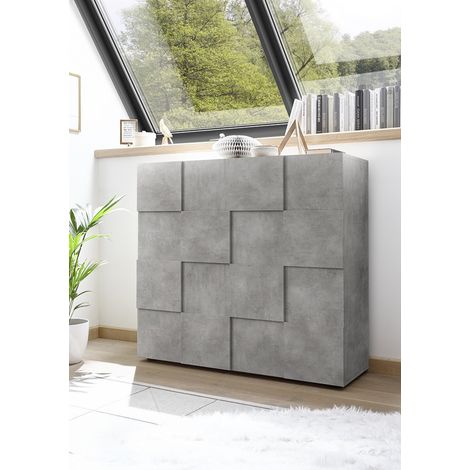 Buffet haut moderne 2 portes gris béton Milenor (1/5)