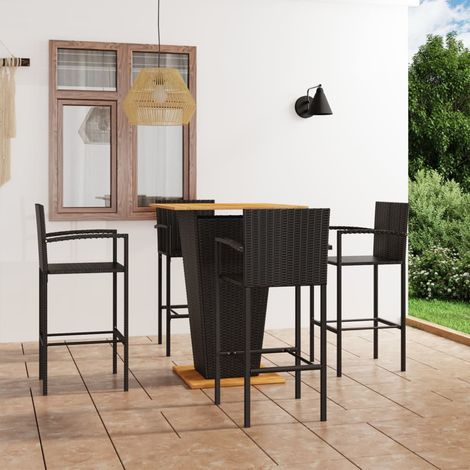 Ensemble Table de bar + 4 Chaises de bar de jardin - Table Haute avec 4 Tabourets Noir BV134482 - BonneVie (1/5)
