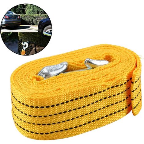 Corde De Remorquage - 5 T - Nylon Tressé - Crochet En Acier Forgé Avec Verrouillage De Sécurité - 3,5 M - Jaune (1/5)