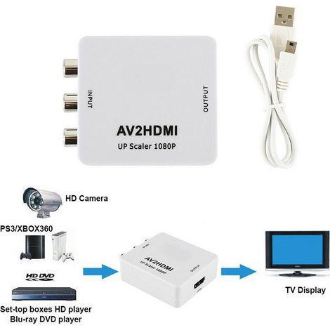 Andowl Qy-v04 Adaptateur Convertisseur Vidéo Analogique Av Rca Vers Hdmi Hdmi2av