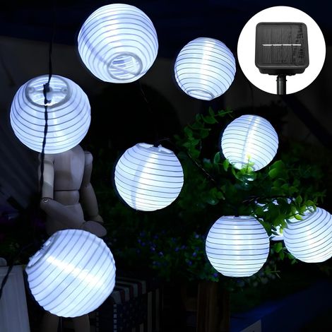 Guirlande Solaire Extérieure ,5.5M 20 LED Lampion Exterieur,avec 8 Modes & IP65 Imperméable Lampe Decorative,guirlande Solaire Idéal Pour Jardin, Terrasse, Balcon, Mariage (blanc chaud)