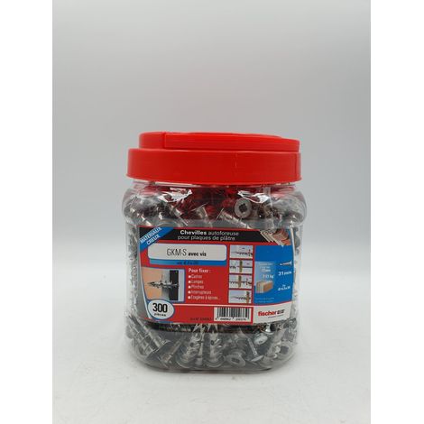 FISCHER - 300 Chevilles autoforeuses GKM-S - 4.5x35mm avec vis - Pose rapide sans perçage - Voir photos