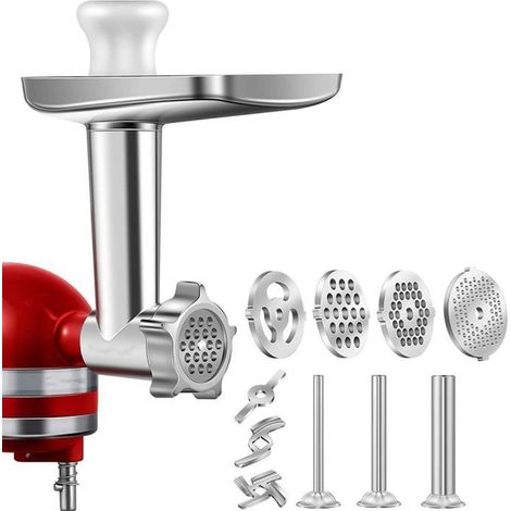 1Ensemble D\'Accessoires de Hachoir en MéTal pour Batteurs sur Socle KitchenAid, Accessoire de Hachoir à Viande Inclus BLENDER (1/4)