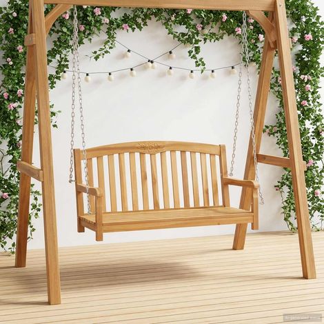 vidaXL Banc Balançoire Naturel 114 x 61 x 61,5 cm Bois de teck massif (1/5)