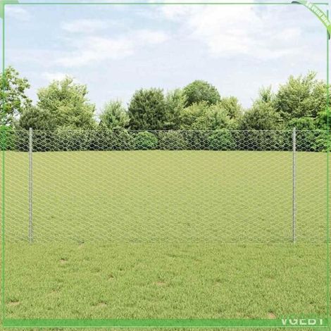 Clôture en rouleau acier argent 100 m – kit extérieur avec 176 poteaux et fixations (1/5)