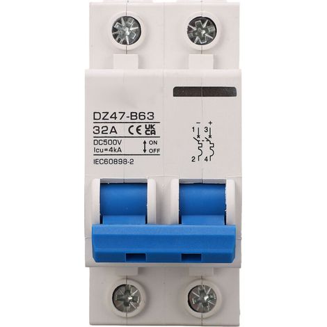 2P Type B Disjoncteur 4000A Capacité de rupture Système PV solaire Petit disjoncteur DC500V 32A (1/5)