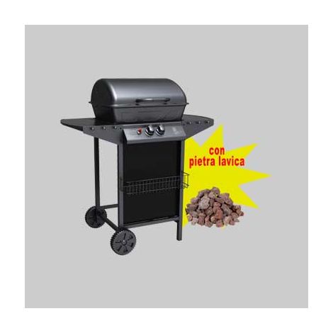 Barbecue a gas due fuochi matera con 2,5 kg di pietra lavica