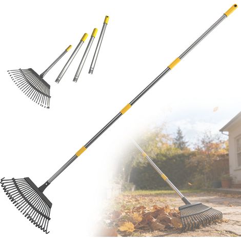 Râteau à feuilles ergonomique, hauteur réglable, manche extensible, jardinage facile, ramassage des débris végétaux, antidérapant et sans effort, outil de nettoyage extérieur (1/5)