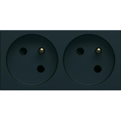 Hager – Prise de courant double spéciale goulotte gallery 2P+T 16A noir – IP21 – Résistance aux chocs IK05 – Pour installation électrique