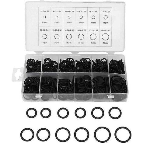 Set mit 300 NBR-O-Ringen, Dichtringen und Unterlegscheiben, Sortiment an Gummidichtungen für verschiedene Reparaturen (1/5)