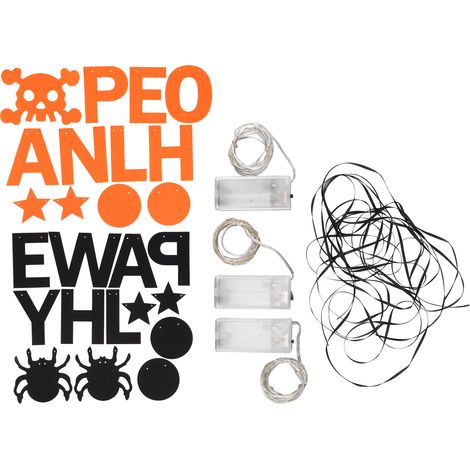 Halloween-Dekorationsbanner-Set mit Spinnenmotiv und LED-Beleuchtung für eine fröhliche Halloween-Girlande für Partys, Türen und Kamine (1/5)