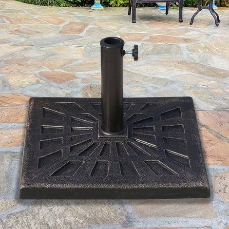 Porte-parapluie en résine synthétique 15kg pour Ø38/48mm Noir,47x47x32cm,stable et résistant aux intempéries (1/5)