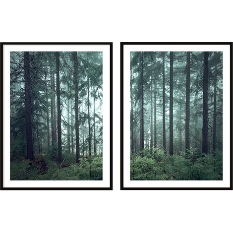 BILDPOSTER IM RAHMEN 53x73cm Diptychon Set mit 2 Gemälden Dark Forest P2088 (1/3)