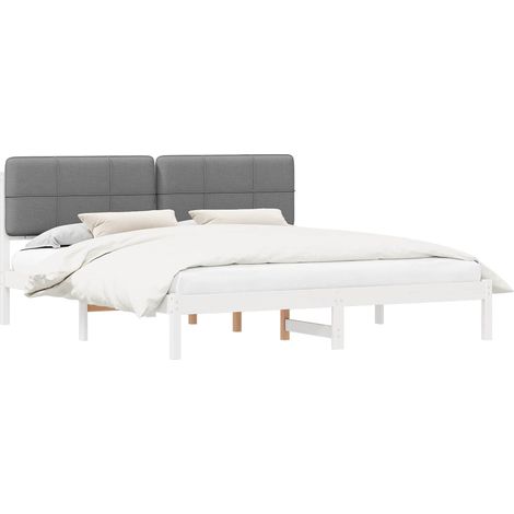 Bed Frame with Upholstered Headboard Light Grey 200 x 200 cm vidaXL