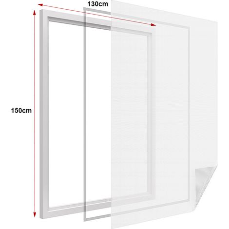 Zanzariera finestra adesiva bianca 130x150 cm con nastro in velcro (1/3)