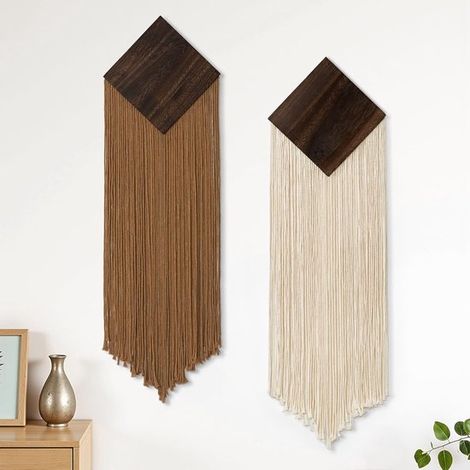 2 piezas de tapiz de pared de macramé bohemio，tapiz de pared geométrico，tapices de pared tejidos，decoración de pared bohemia，decoración del hogar (1/5)