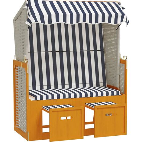 Maison Exclusive - Strandkorb mit Dach Poly Rattan & Massivholz W