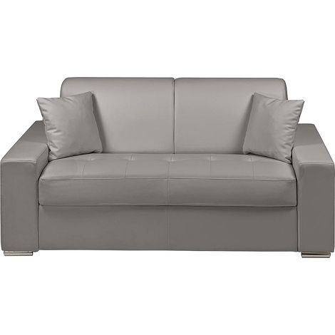 Canapé 2 places convertible express en simili - Gris - Couchage 120 cm - Matelas 18 cm EMIR (1/2)