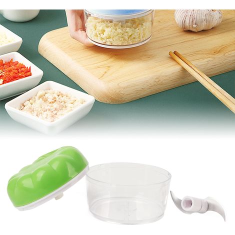 Mini hachoir à ail manuel, hachoir à ail ménager, ustensile de cuisine, presse-ail manuel, trancheuse à ail, extracteur d'ail, vert. (1/5)