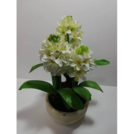 Pianta piantina artificile con vaso fiori ortensia per decorazioni casa bagno H 33 D 15 cm (1/4)