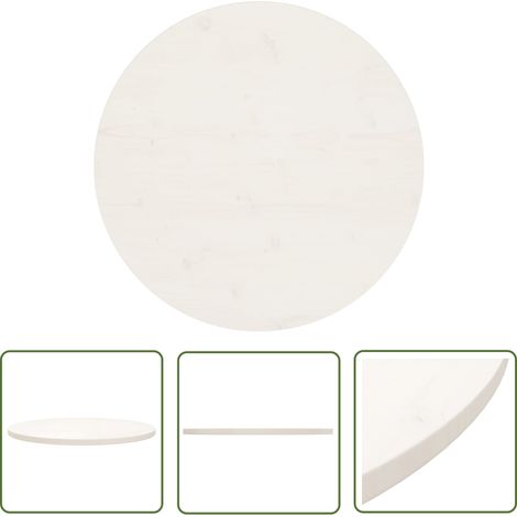 Maison Exclusive Tischplatte Weiß Ø70x2,5 cm Massivholz Kiefer (1/5)
