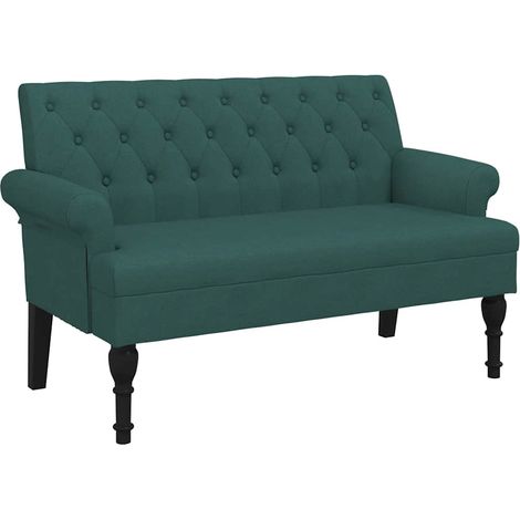 vidaXL Banco con respaldo tela verde oscuro 120x62x75,5 cm (1/2)