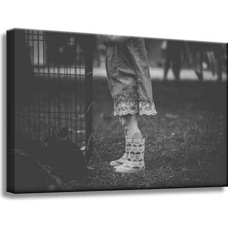 Leinwanddruck: Schwarze und weiße Gummistiefel, 60 x 40 cm