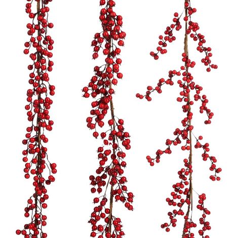 GHIRLANDA NATALIZIA DI BACCHE ROSSE 3ASSORTIMENTI 180X20X4CM PREZZO CADUNO