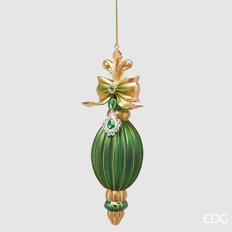EDG Enzo De Gasperi Addobbo Fuso di Natale a Righe Mix H22 Ø7 cm Verde Oro – Decorazione per Albero di Natale (1/2)