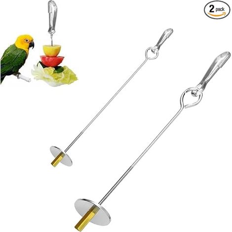 Brochettes en Acier Inoxydable pour Cage Oiseaux,Mangeoire 17cm et 22cm,Cages Oiseau Animal Jouet Perruche (1/4)