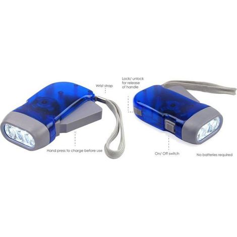 Lampe torche 3 LED à dynamo bleu (1/4)