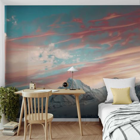 Papier Peint Montagne – Pics Célestes Rosés - 150 x 250 cm (1/2)