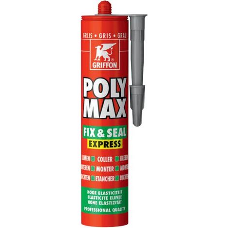 Griffon – Mastic de fixation gris cartouche 425g – Colle d'étanchéité sans solvant – Pour bois, béton, métal – Prise rapide et élasticité élevée (1/6)