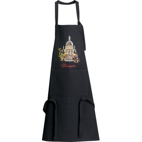 Tablier de cuisine avec poche en matière recyclée Noir 85 x 72 cm - PANGIVO
