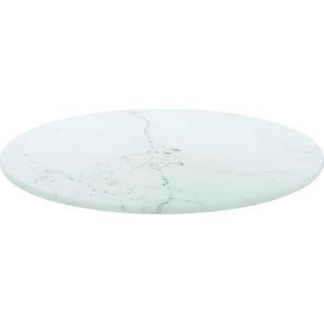 vidaXL Tablero de mesa diseño mármol vidrio templado blanco Ø30x0,8 cm (1/2)
