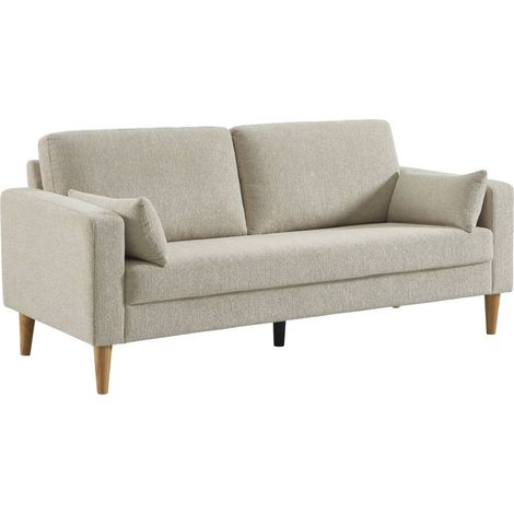 sweeek - 3-Sitzer Sofa mit Heveaholz und Chenille-Bezug, Chenille, Beige (1/5)