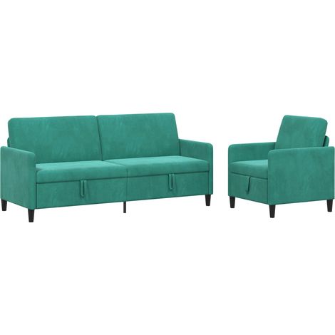 Sofa Set mit Stauraum 2 stk. Türkis Polyester vidaXL