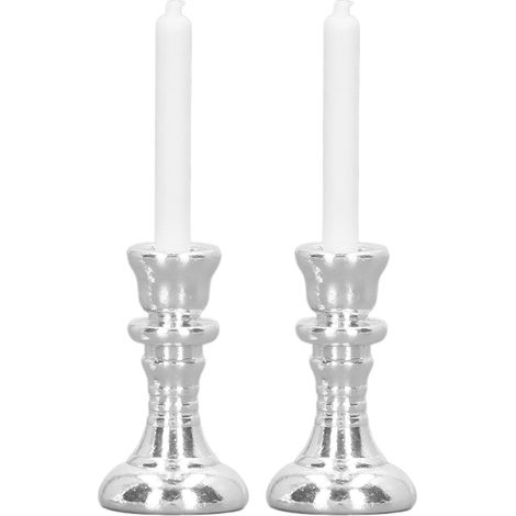 Bougeoir Miniature Vintage 1/12 en Métal Argenté pour Maison de Poupée - Décoration et Jouet (1/5)